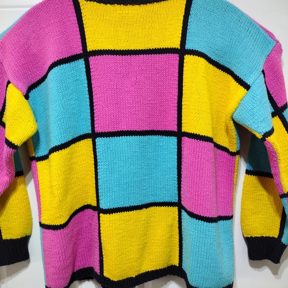 Vtg Neiman Marcus Exclusive Woman's Pullover Sweater Color Block Size Medium - Picture 5 of 7